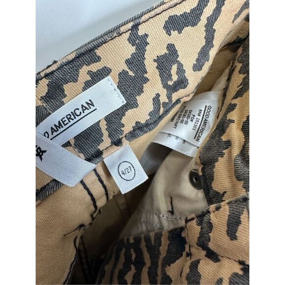 Good American High Waist Crop Jeans Tan Brown‎ Zebra Size 27 NWT - Picture 6 of 8